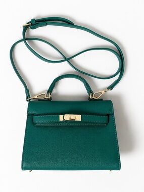 Mini Top Handle Green Bag | Removable Crossbody Strap | Luxe Gold Hardware